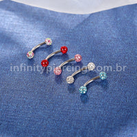 Piercing Microbell Curvo Titânio Cristais Swarovski