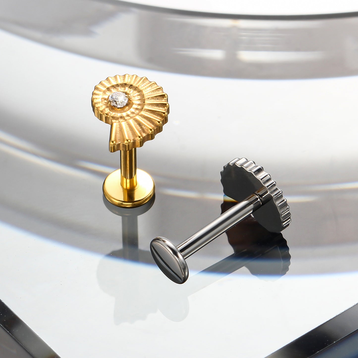 Piercing Labial em Titânio G23 Design Semi-Espiral