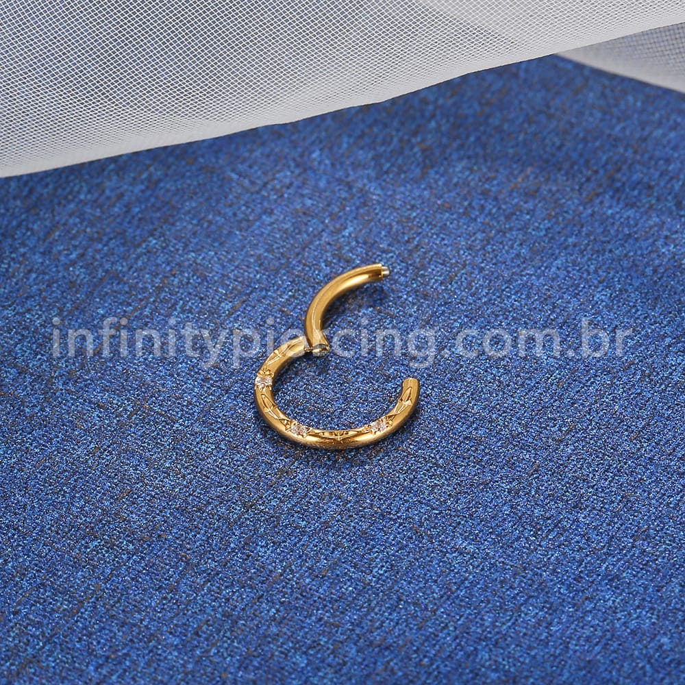 Piercing Argola Frontal Titânio Detalhes Com Zircônia