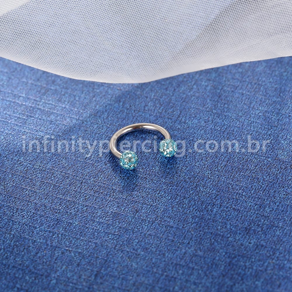 Piercing Ferradura Titânio Cristais Swarovski