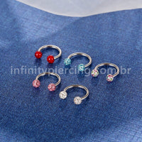 Piercing Ferradura Titânio Cristais Swarovski