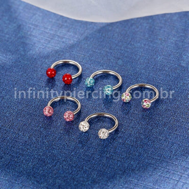 Piercing Ferradura Titânio Cristais Swarovski