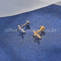 Piercing Labret Titânio Asas Com Zircônia Cravejada
