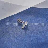 Piercing Labret Titânio Asas Com Zircônia Cravejada