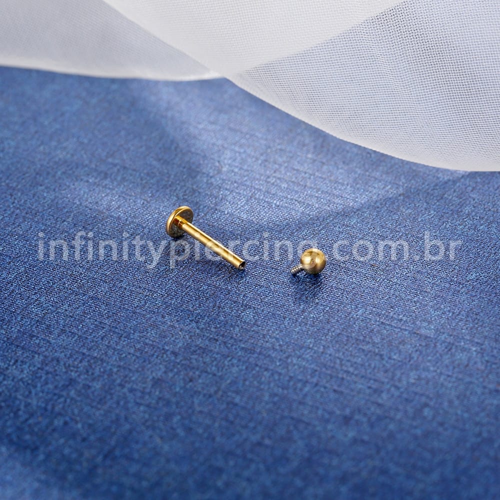 Piercing Labret Aço Cirúrgico 316L Rosca Interna