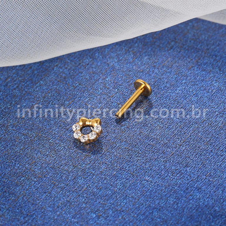 Piercing Labret Titânio Zircônia Cravejada Com Laço
