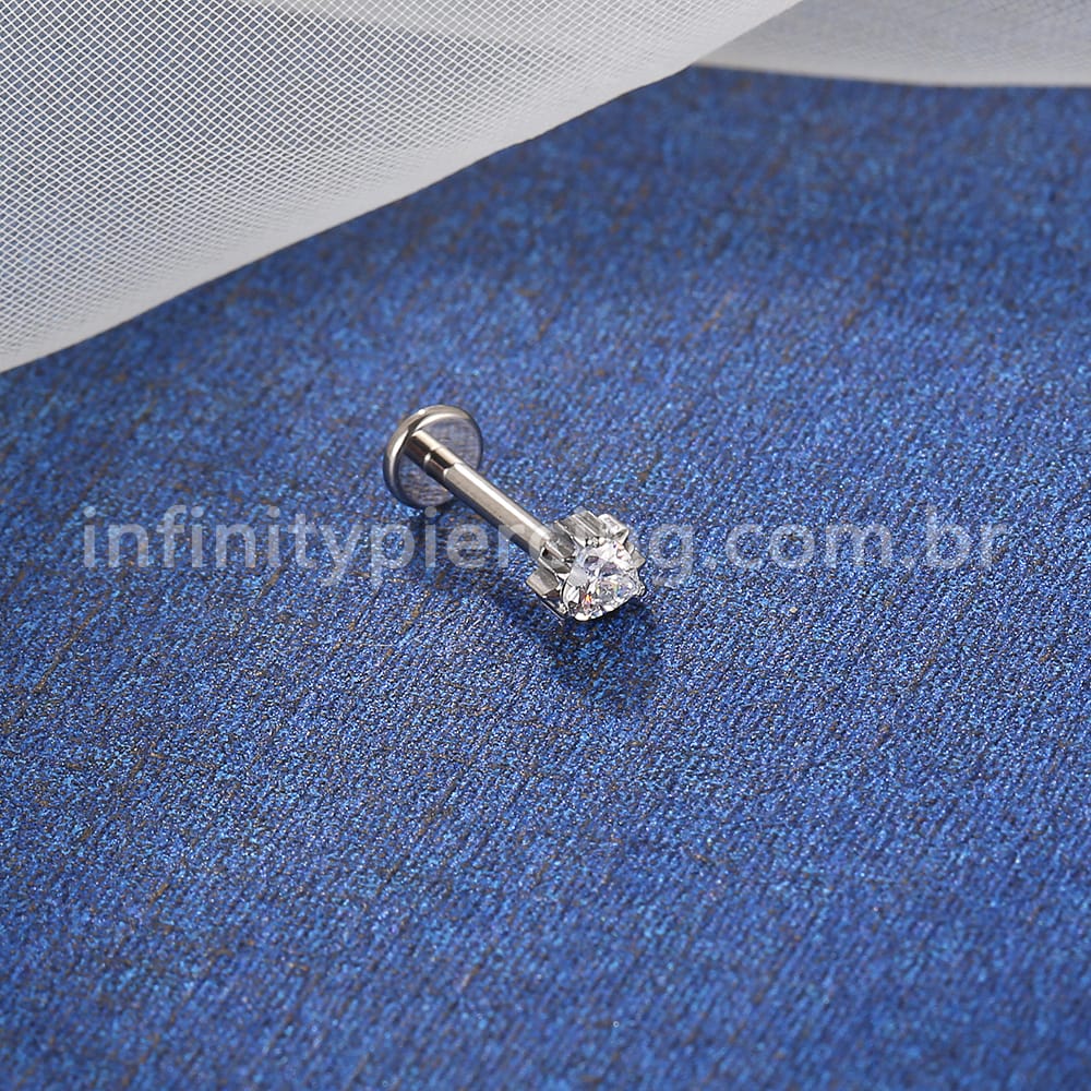 Piercing Labret Titânio Coração Zircônia