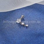Piercing Labret Titânio Flor Zircônia Cravejada Com Pingente