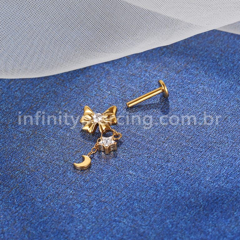 Piercing Labret Titânio Laço Com Pingente