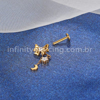 Piercing Labret Titânio Laço Com Pingente
