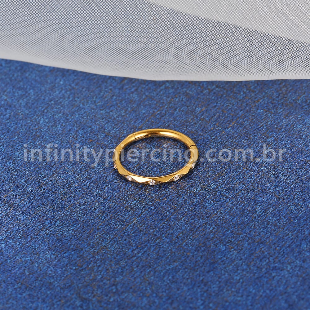 Piercing Argola Titânio Detalhada Com Zircônia