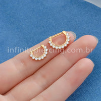 Piercing Meia Argola Aço cirúrgico Segmento Articulado Zircônia
