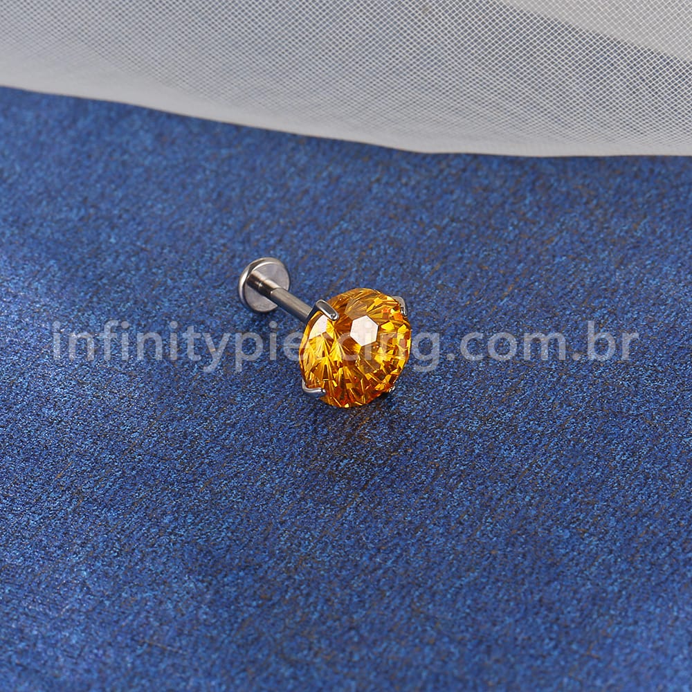 Piercing Labret Titânio Ponto De Luz Zircônia Colorida