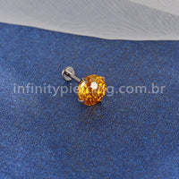 Piercing Labret Titânio Ponto De Luz Zircônia Colorida
