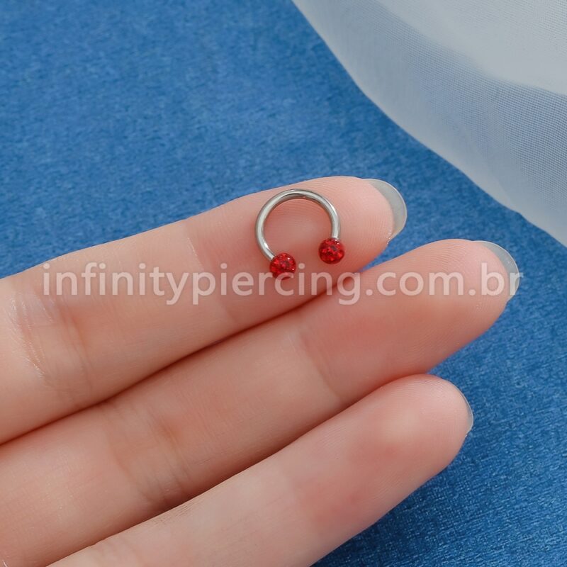 Piercing Ferradura Titânio Cristais Swarovski