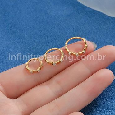 Piercing Argola Aço Cirúrgico Segmento Articulado Coração Zircônia