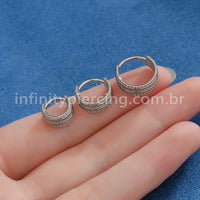 Piercing Argola Titânio Segmento Articulado 2 lisas/3 Zircônia Cravejada