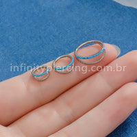 Piercing Argola Titânio Segmento Articulado Dupla Fileira Detalhes/Opala