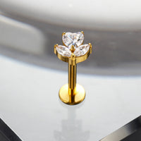 Piercing Labial em Titânio G23 em Formato Trevo de Quatro Folhas