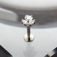 Piercing Labial em Titânio G23 em Formato Trevo de Quatro Folhas