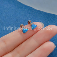 Piercing  Labret Titânio Coração Opala