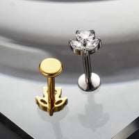 Piercing Labial em Titânio G23 em Formato Trevo de Quatro Folhas