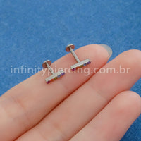 Piercing Labret Titânio Barra Zircônia Colorida