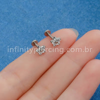 Piercing Labret Titânio Zircônia Flor