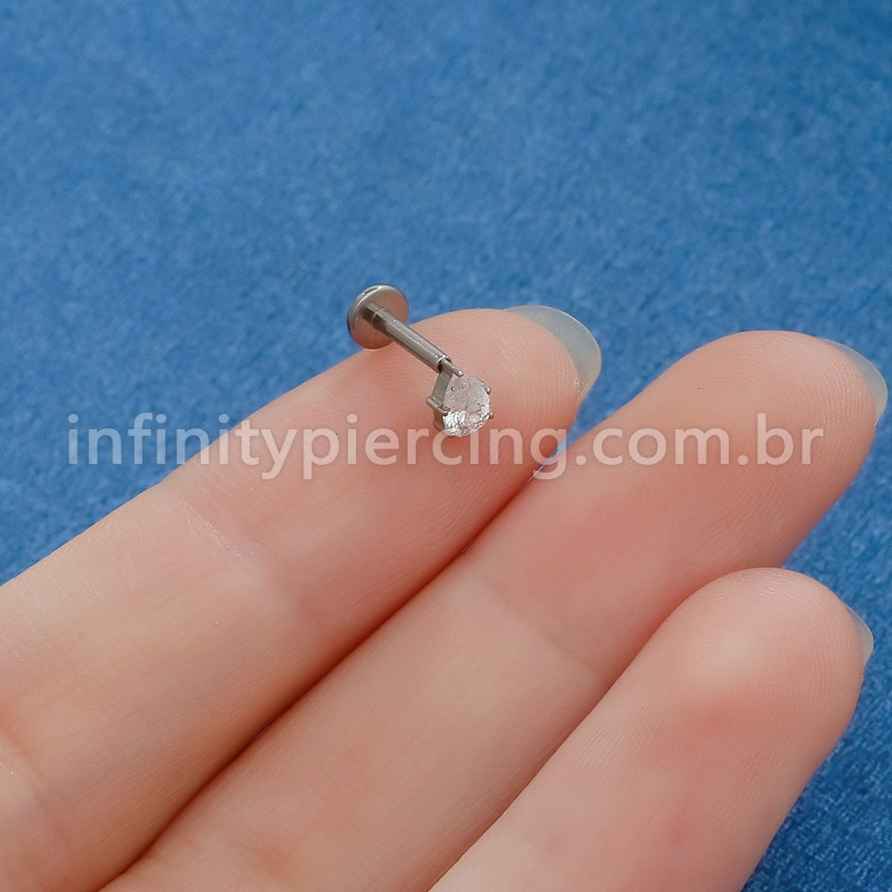 Piercing Labret Titânio Zircônia Gota