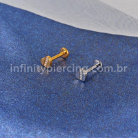 Piercing Labret Titânio Coração Zircônia Cravejada