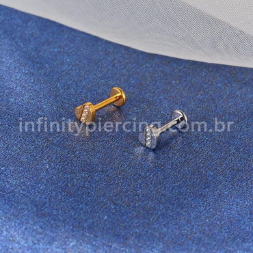 Piercing Labret Titânio Coração Zircônia Cravejada