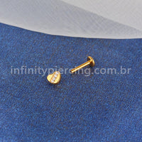 Piercing Labret Titânio Coração Zircônia Cravejada