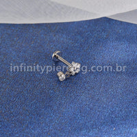 Piercing Labret Titânio Flor Com Pingente Zircônia