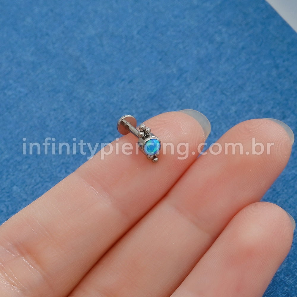 Piercing Labret Push Pin Titânio Indiano Zircônia