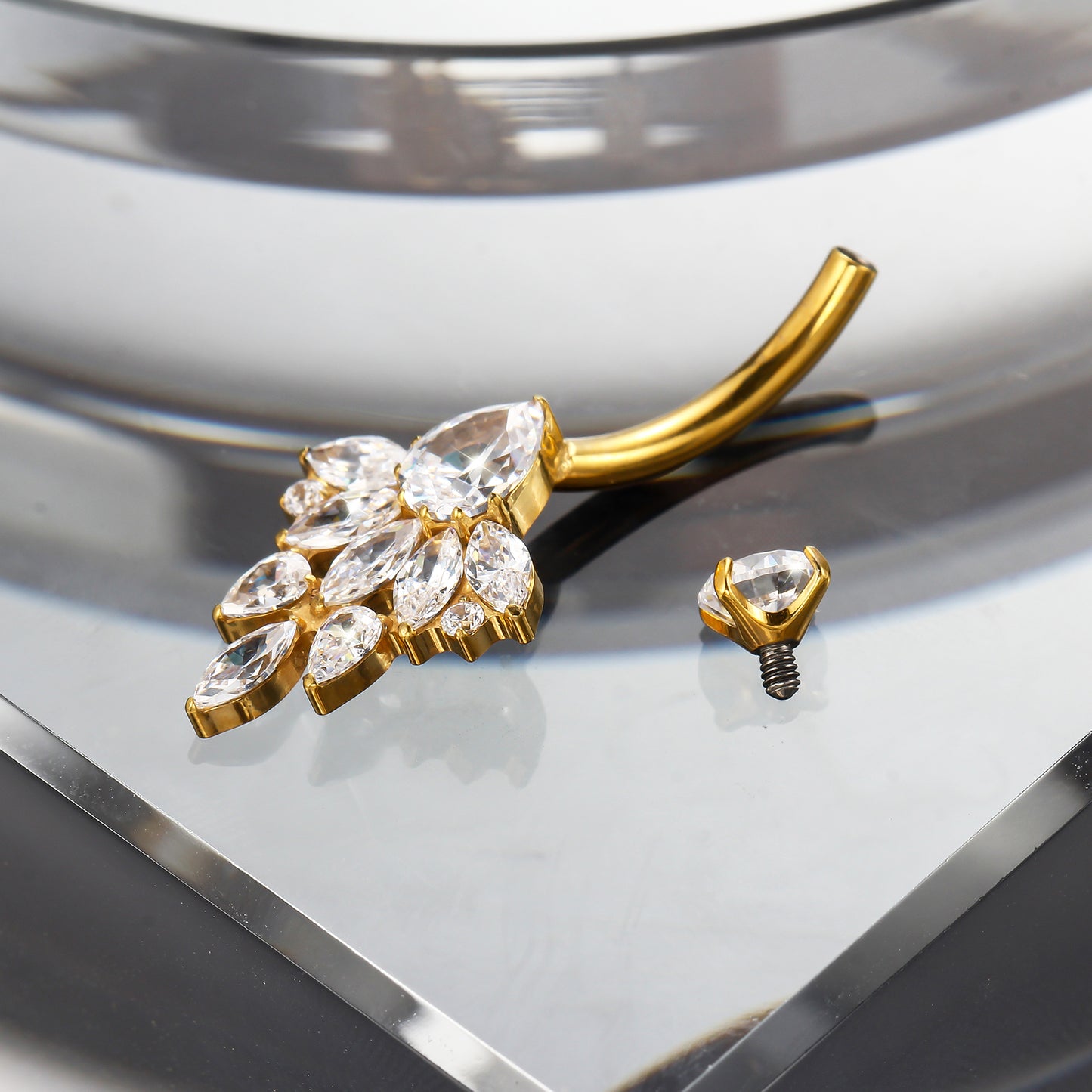 Piercing de Umbigo Titânio G23 Premium com Design Feminino Sofisticado