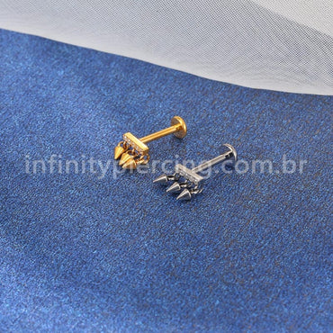 Piercing Labret Titânio Barra Com Pingentes Spike