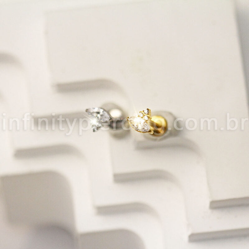 Piercing Labret Titânio Zircônia Cravejada
