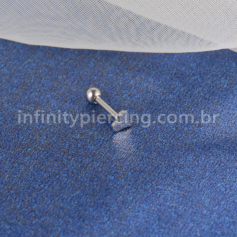 Piercing Minibarbell  Aço Cirúrgico Coração Liso