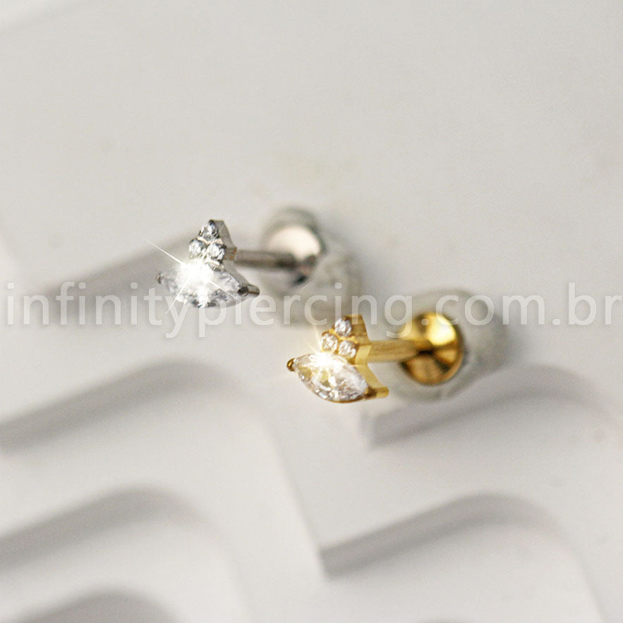 Piercing Labret Titânio Zircônia Cravejada