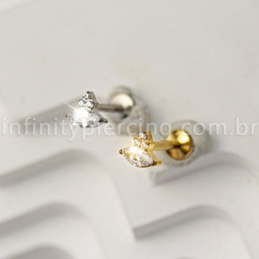 Piercing Labret Titânio Zircônia Cravejada