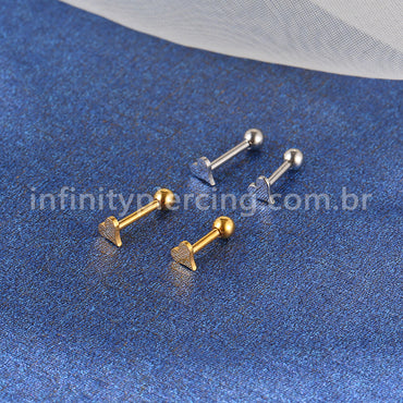 Piercing Minibarbell  Aço Cirúrgico Coração Liso