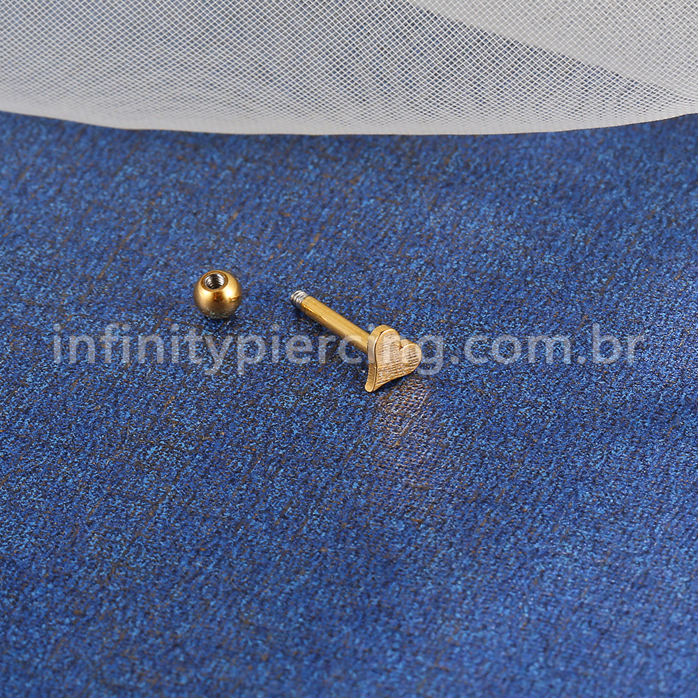 Piercing Minibarbell  Aço Cirúrgico Coração Liso