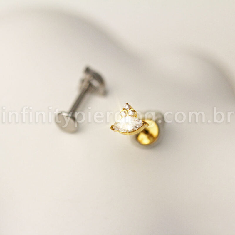 Piercing Labret Titânio Zircônia Cravejada