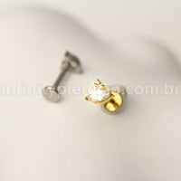 Piercing Labret Titânio Zircônia Cravejada