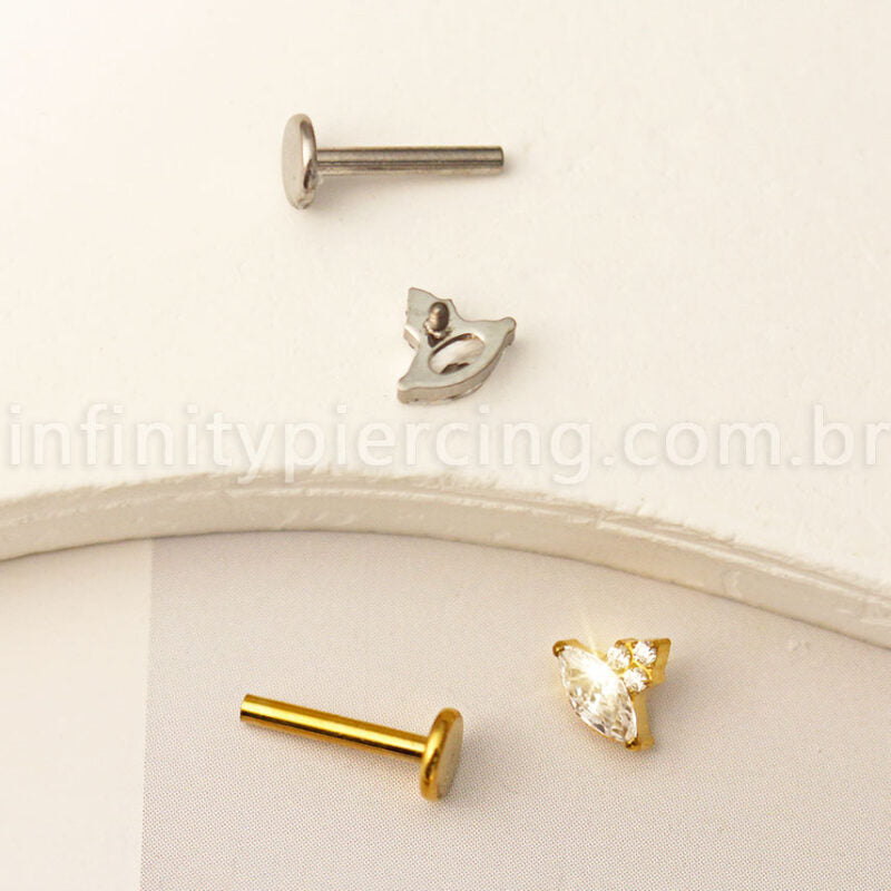 Piercing Labret Titânio Zircônia Cravejada