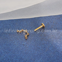 Piercing Labret Titânio 7 Zircônias Cravejada