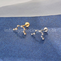 Piercing Labret Titânio 7 Zircônias Cravejada