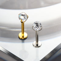 Piercing Labret com Zircônia Corte Diamante e Brilho Premium