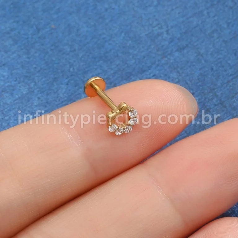 Piercing Labret Titânio Zircônia Cravejada Com Laço