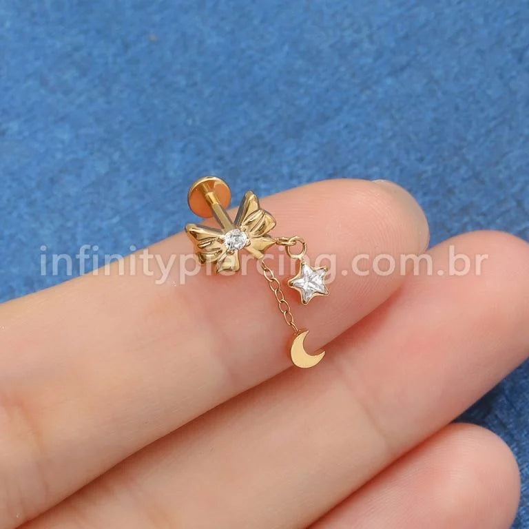 Piercing Labret Titânio Laço Com Pingente